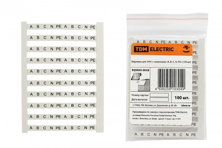 TDM ELECTRIC SQ0803-0028 Маркеры для ЗНИ с символами "A, B, C, N, PE" (100 шт) TDM